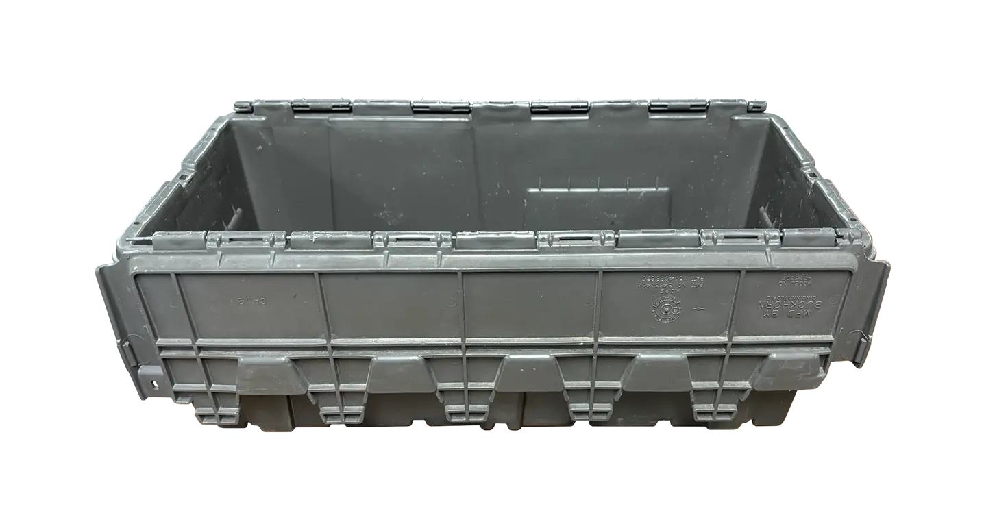 Used HPJ Industries 24" x 11" x 14" Gray Flip Top Hand Tote Smooth Bottom - Image 6