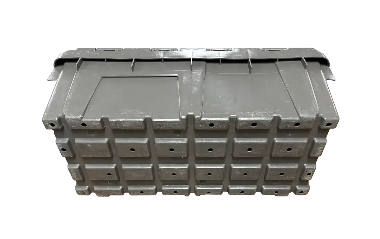 Used HPJ Industries 24" x 11" x 14" Gray Flip Top Hand Tote Smooth Bottom - Image 2