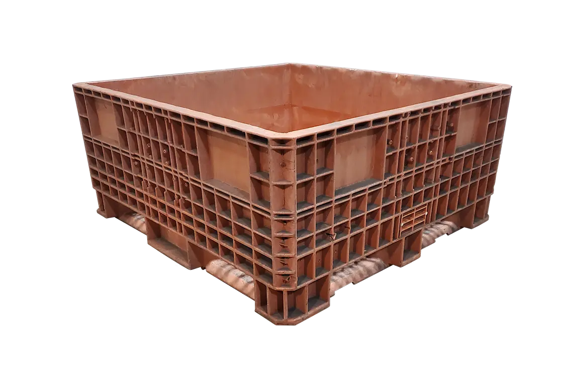 Reconditioned HPJ Industries 45" x 48" x 21" All Orange Fixed Wall Bulk Container - Image 3