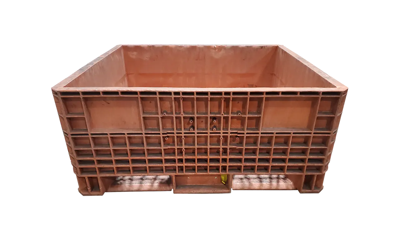Reconditioned HPJ Industries 45" x 48" x 21" All Orange Fixed Wall Bulk Container - Image 4