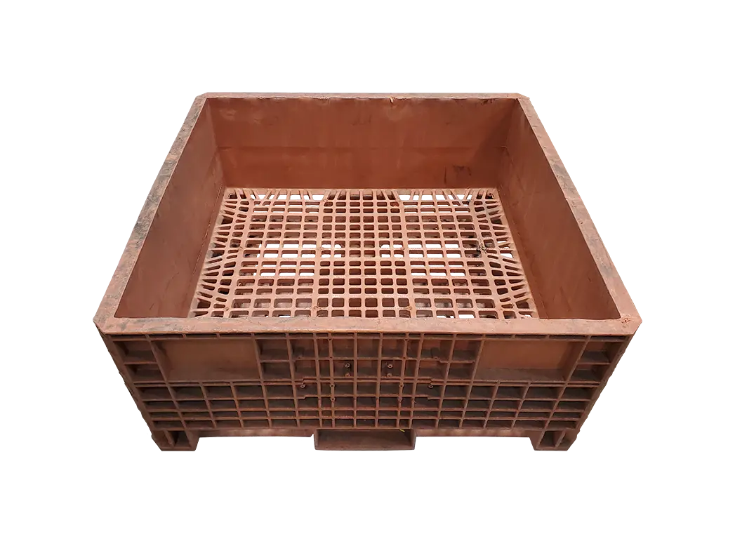 Reconditioned HPJ Industries 45" x 48" x 21" All Orange Fixed Wall Bulk Container - Image 2