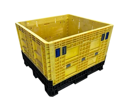 Reconditioned HPJ Industries 45" x 48" x 34" Black Base Yellow Wall Bulk Container
