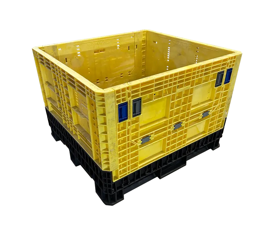 Reconditioned HPJ Industries 45" x 48" x 34" Black Base Yellow Wall Bulk Container