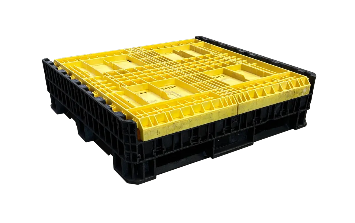 Reconditioned HPJ Industries 45" x 48" x 34" Black Base Yellow Wall Bulk Container - Image 2