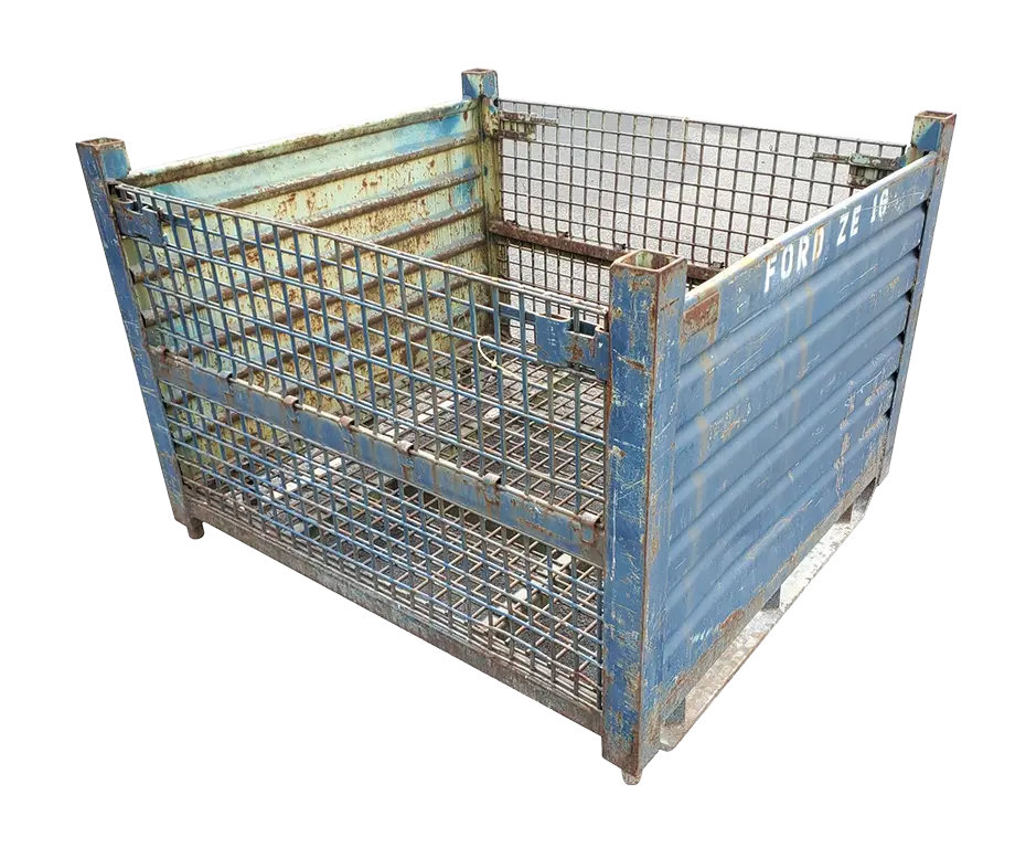 Used HPJ Industries 53" x 48" x 38" Wire Basket Solid 48" Sides - 2 Drop Doors 53" Sides