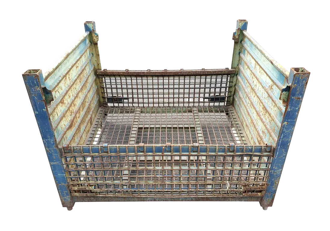 Used HPJ Industries 53" x 48" x 38" Wire Basket Solid 48" Sides - 2 Drop Doors 53" Sides - Image 2
