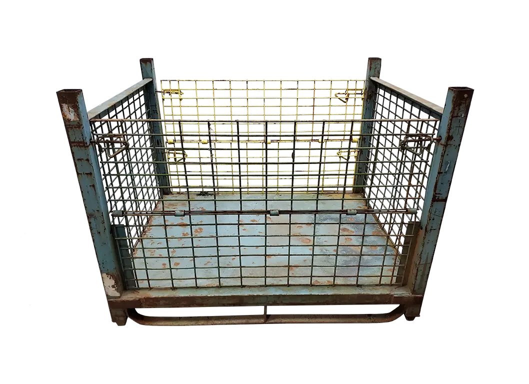 Used HPJ Industries 54″ x 44″ x 39″ Wire Basket 54″ Side – 2 Drop Doors with Solid Bottom