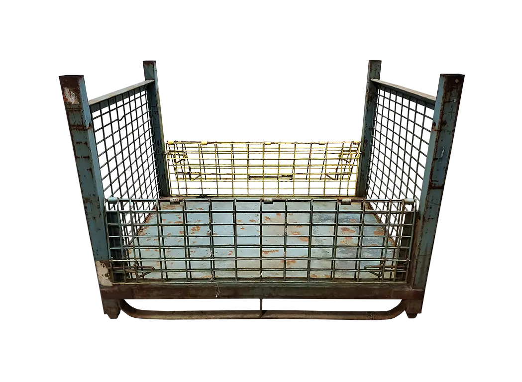 Used HPJ Industries 54″ x 44″ x 39″ Wire Basket 54″ Side – 2 Drop Doors with Solid Bottom - Image 4