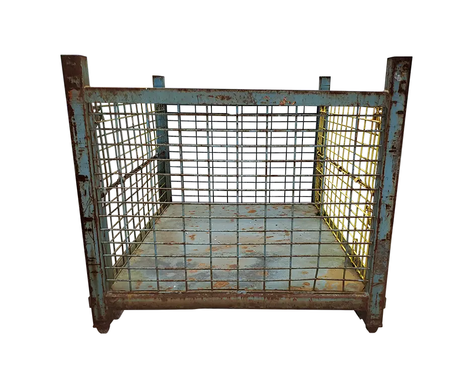 Used HPJ Industries 54″ x 44″ x 39″ Wire Basket 54″ Side – 2 Drop Doors with Solid Bottom - Image 2