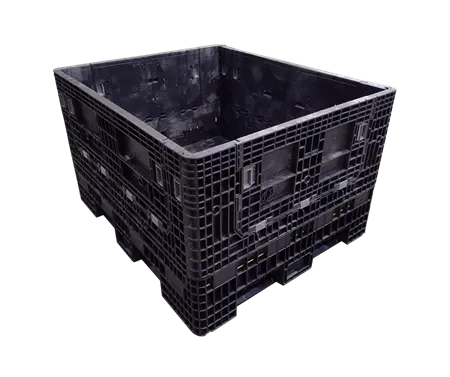 New All Black 56" x 48" x 34" Orbis HDR Bulk Container - 4 Drop Doors