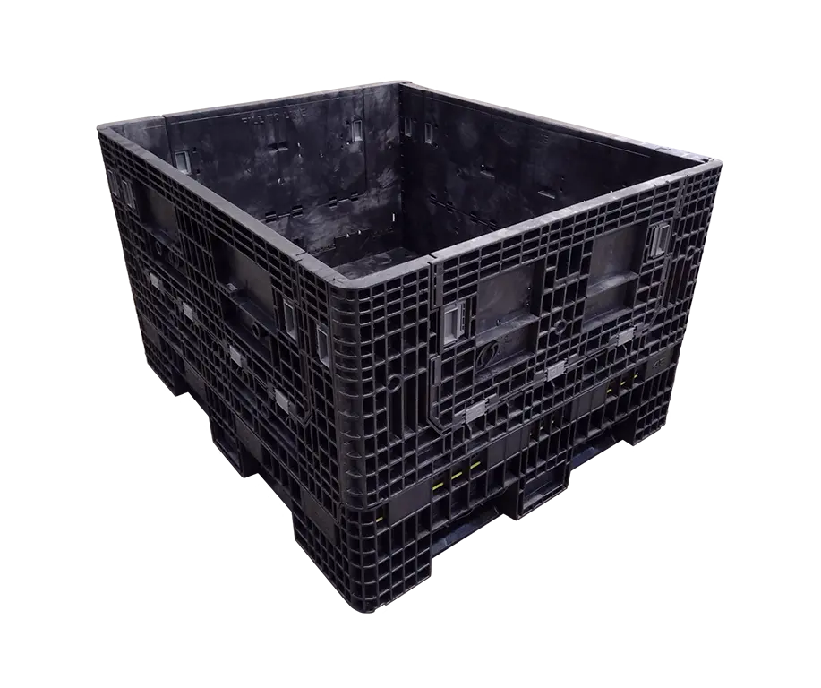 New All Black 56" x 48" x 34" Orbis HDR Bulk Container - 4 Drop Doors