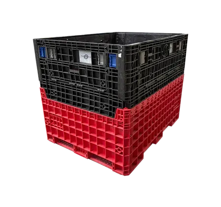 Reconditioned HPJ Industries 62" x 48" x 50" Red Base Black Wall All Good Runner Bulk Container - 2 Drop Doors on 48" Side