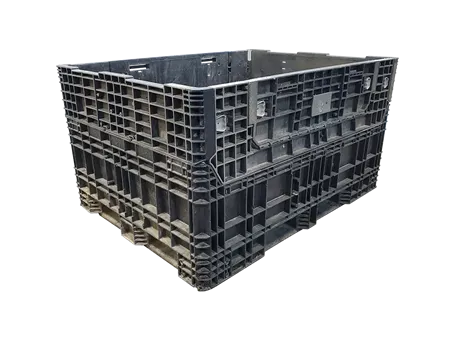 Reconditioned HPJ Industries 64" x 48" x 35" All Black All Good Runner Storage Bottom Bulk Container- 2 Drop Doors