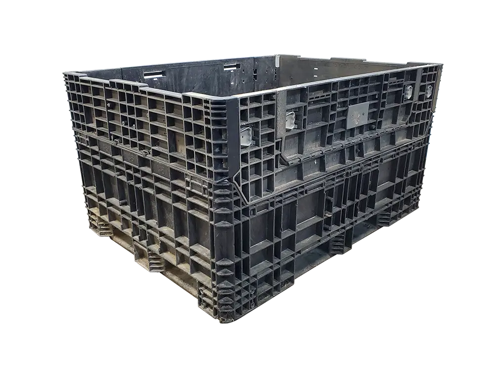 Reconditioned HPJ Industries 64" x 48" x 35" All Black All Good Runner Storage Bottom Bulk Container- 2 Drop Doors