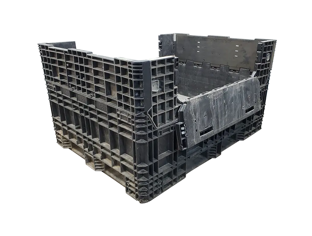 Reconditioned HPJ Industries 64" x 48" x 35" All Black All Good Runner Storage Bottom Bulk Container- 2 Drop Doors - Image 4