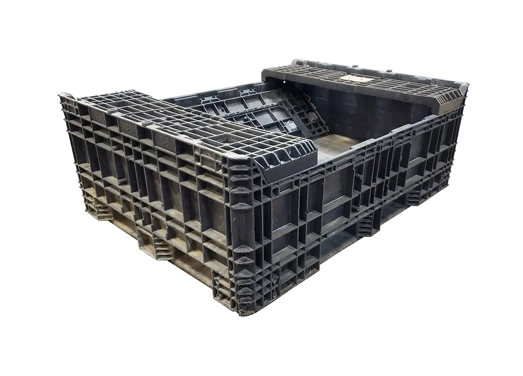Reconditioned HPJ Industries 64" x 48" x 35" All Black All Good Runner Storage Bottom Bulk Container- 2 Drop Doors - Image 2