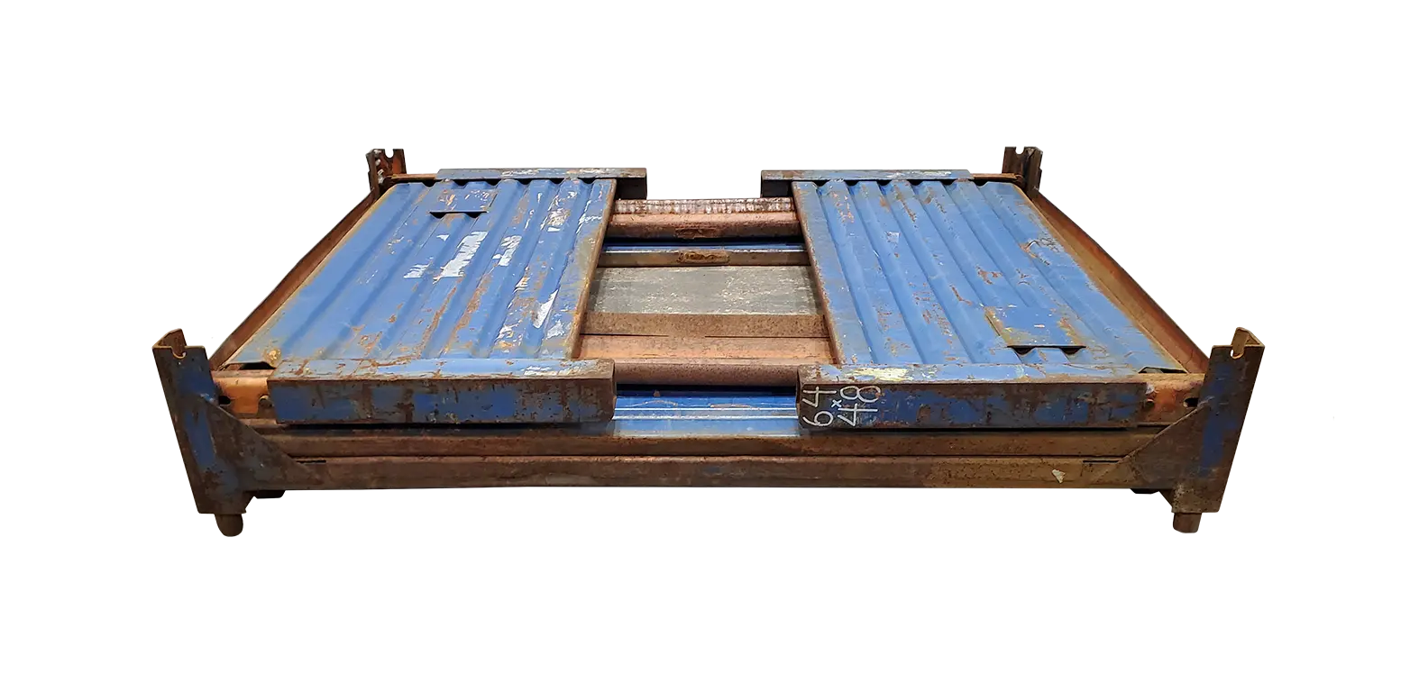 Used HPJ Industries 64" x 48" x 34" Collapsible Steel Tub - 2 Drop Doors 64" Sides - Image 2