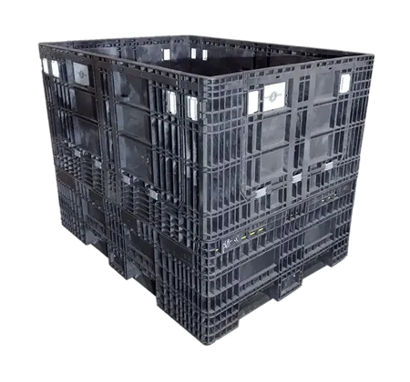 Reconditioned HPJ Industries 65" x 48" x 34" All Black All Good Runner Bulk Container - 4 Drop Doors