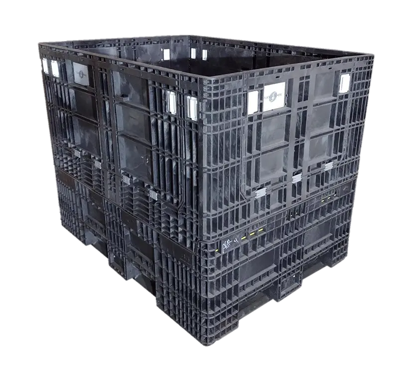 Reconditioned HPJ Industries 65" x 48" x 34" All Black All Good Runner Bulk Container - 4 Drop Doors