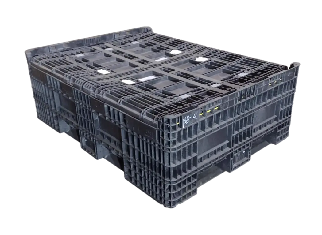 Reconditioned HPJ Industries 65" x 48" x 34" All Black All Good Runner Bulk Container - 4 Drop Doors - Image 2